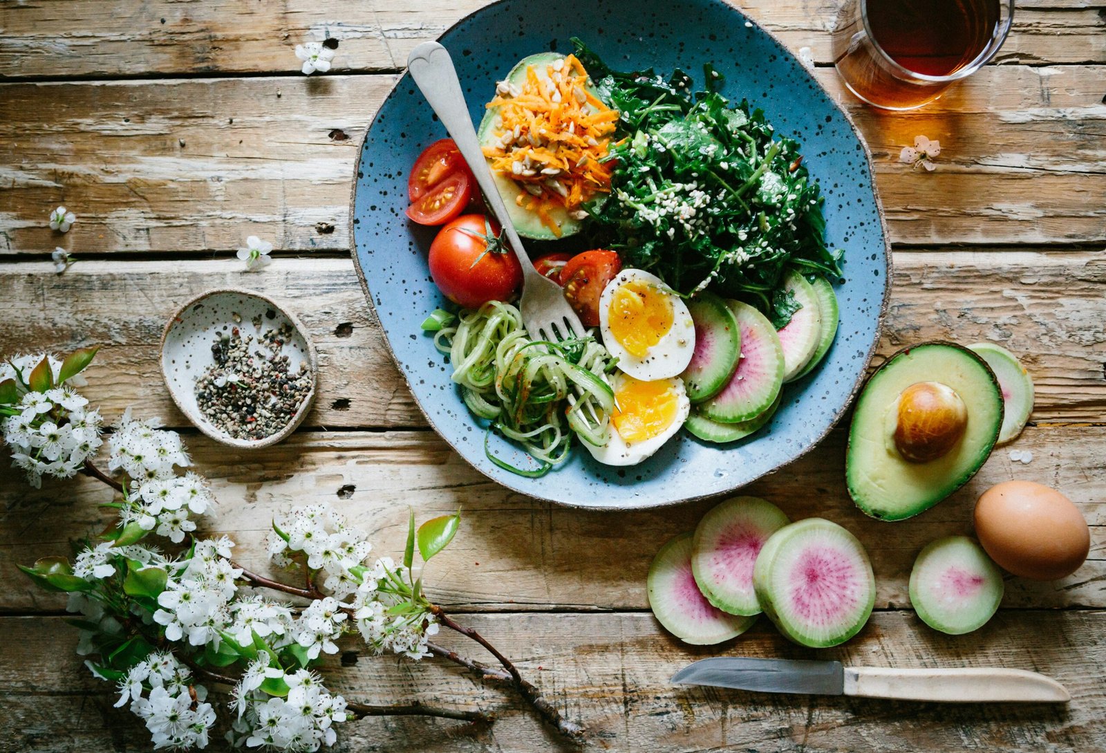 photo d'une assiette avec un repas équilibré